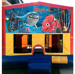 15'x15' bounce house with a basketball hoop inside